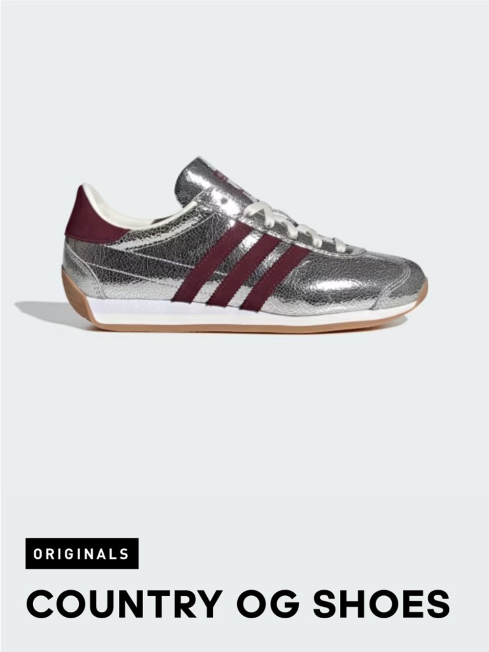 adidas Originals Country OG Sneakers - Silver/Maroon *fits women 8.5
